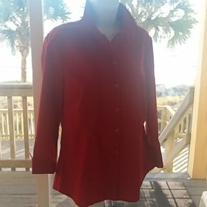 NWT 7th AVENUE NY&CO RED BUTTON DOWN SHIRT SIZE L